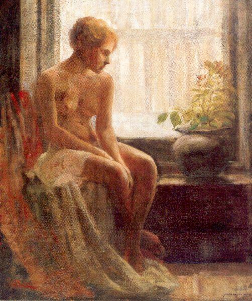 Nude Seated by a Window, Mulhaupt, Frederick John